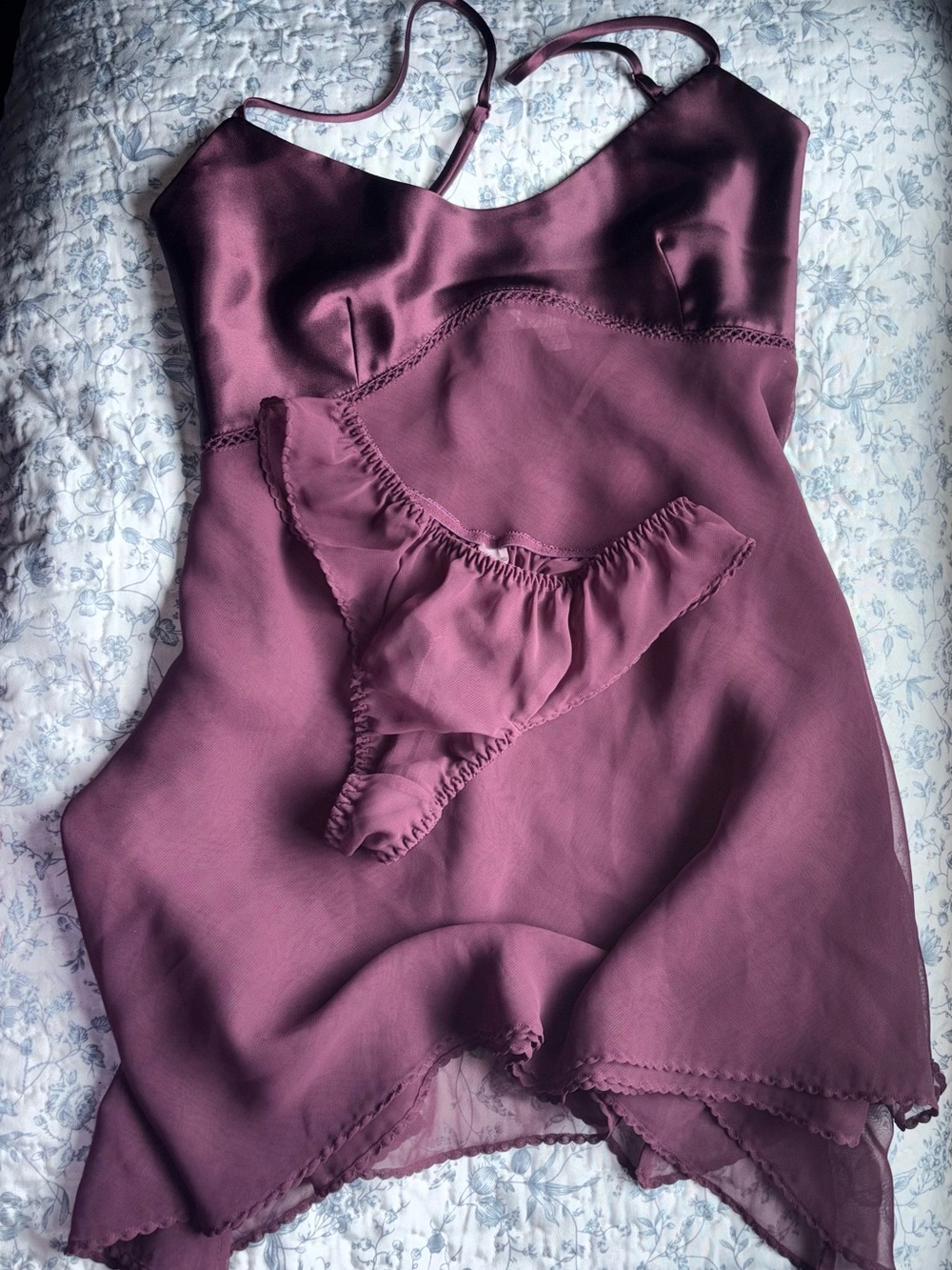 Victoria's Secret vintage negligée set in Deep Plum/Maroon color. Size Small